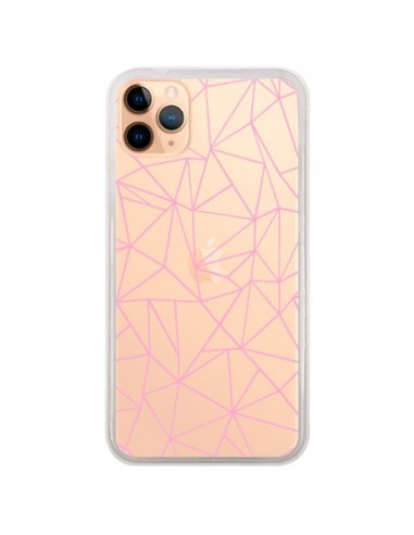 Coque iPhone 11 Pro Max Lignes Triangle Rose Transparente - Project M