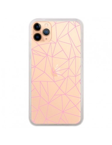 Coque iPhone 11 Pro Max Lignes Triangle Rose Transparente - Project M