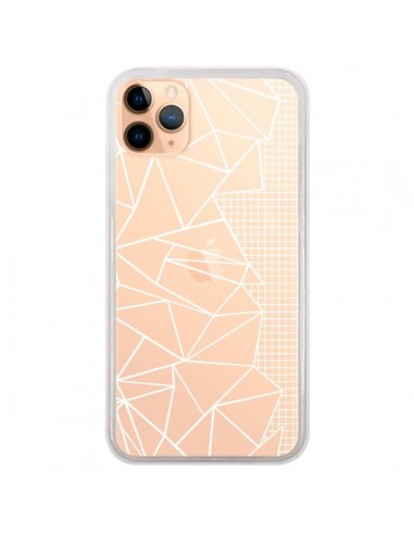 Coque iPhone 11 Pro Max Lignes Grilles Side Grid Abstract Blanc Transparente - Project M