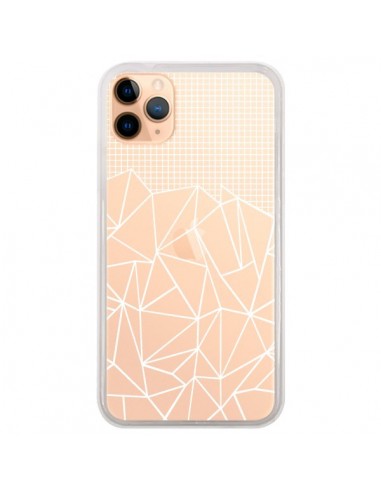 Coque iPhone 11 Pro Max Lignes Grilles Grid Abstract Blanc Transparente - Project M