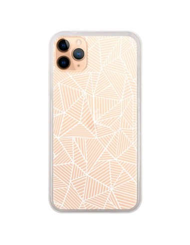 Coque iPhone 11 Pro Max Lignes Grilles Triangles Full Grid Abstract Blanc Transparente - Project M