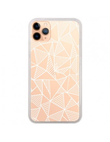 Coque iPhone 11 Pro Max Lignes Grilles Triangles Grid Abstract Blanc Transparente - Project M