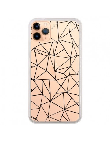 Coque iPhone 11 Pro Max Lignes Triangles Grid Abstract Noir Transparente - Project M