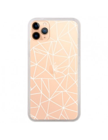 Coque iPhone 11 Pro Max Lignes Triangles Grid Abstract Blanc Transparente - Project M
