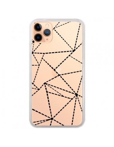 Coque iPhone 11 Pro Max Lignes Points Abstract Noir Transparente - Project M