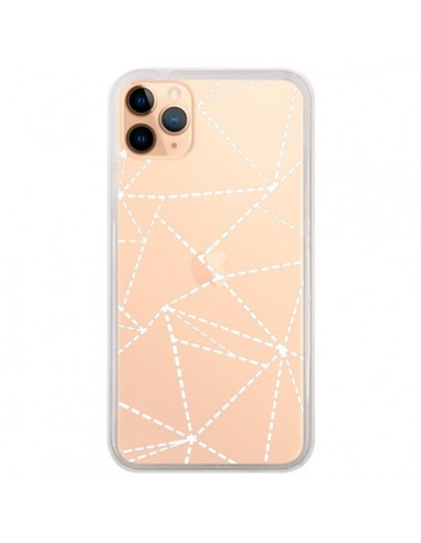 Coque iPhone 11 Pro Max Lignes Points Abstract Blanc Transparente - Project M