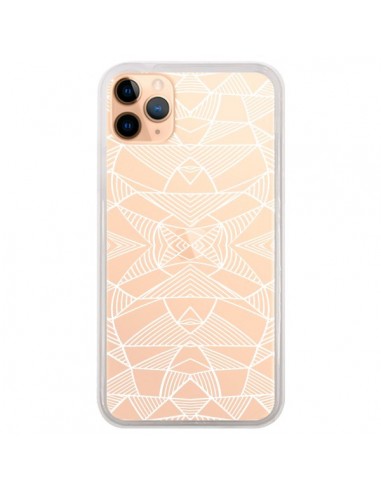 Coque iPhone 11 Pro Max Lignes Miroir Grilles Triangles Grid Abstract Blanc Transparente - Project M