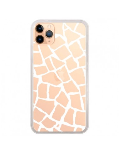 Coque iPhone 11 Pro Max Girafe Mosaïque Blanc Transparente - Project M