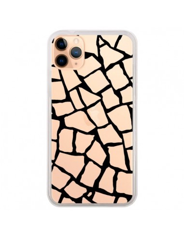 Coque iPhone 11 Pro Max Girafe Mosaïque Noir Transparente - Project M