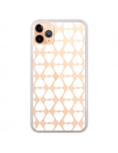 Coque iPhone 11 Pro Max Coeurs Heart Blanc Transparente -...