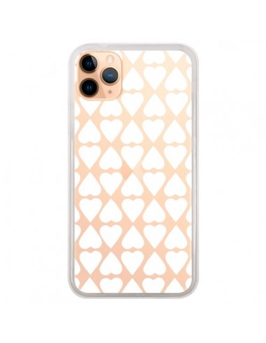 Coque iPhone 11 Pro Max Coeurs Heart Blanc Transparente - Project M