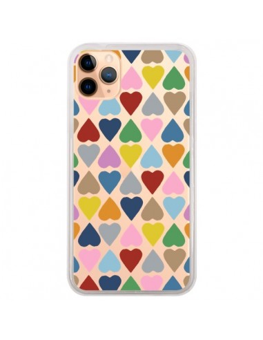 Coque iPhone 11 Pro Max Coeurs Heart Couleur Transparente - Project M
