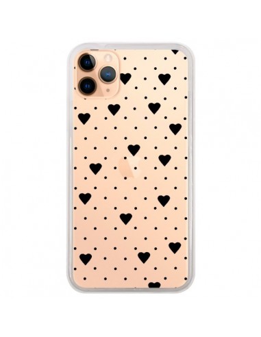 Coque iPhone 11 Pro Max Point Coeur Noir Pin Point Heart Transparente - Project M