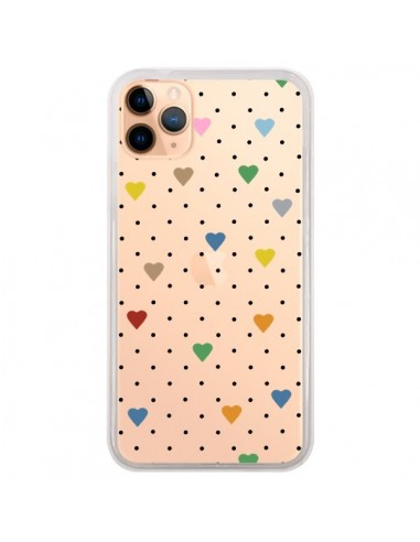 Coque iPhone 11 Pro Max Point Coeur Coloré Pin Point Heart Transparente - Project M