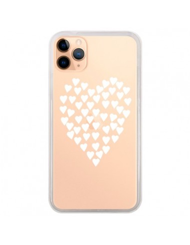Coque iPhone 11 Pro Max Coeurs Heart Love Blanc Transparente - Project M