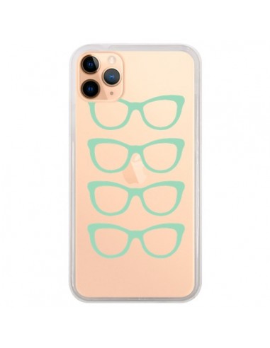 Coque iPhone 11 Pro Max Sunglasses Lunettes Soleil Mint Bleu Vert Transparente - Project M