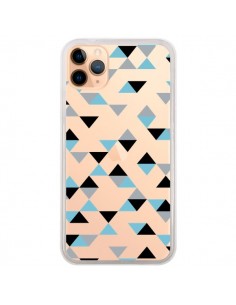 Coque iPhone 11 Pro Max Triangles Ice Blue Bleu Noir...