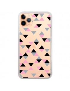 Coque iPhone 11 Pro Max Triangles Pink Rose Noir...