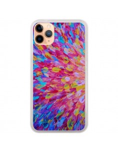 Coque iPhone 11 Pro Max Fleurs Bleues Roses Splash - Ebi...