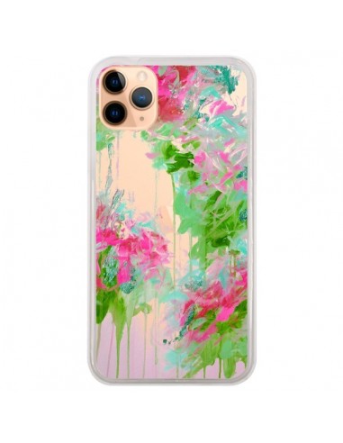 Coque iPhone 11 Pro Max Fleur Flower Rose Vert Transparente - Ebi Emporium