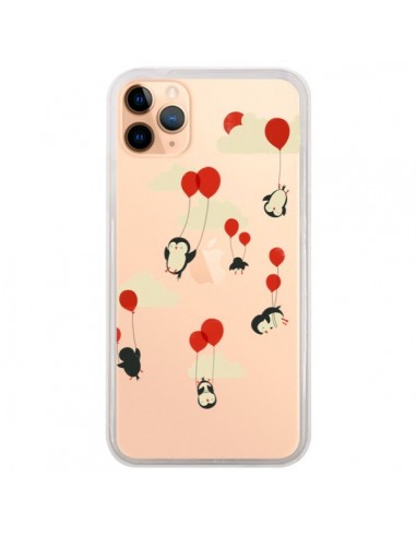 Coque iPhone 11 Pro Max Pingouin Ciel Ballons Transparente - Jay Fleck