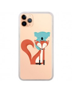Coque iPhone 11 Pro Max Renard et Koala Love Transparente...