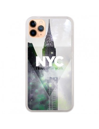 Coque iPhone 11 Pro Max I Love New York City Gris Violet Vert - Javier Martinez