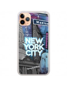 Coque iPhone 11 Pro Max New York City Buildings Bleu -...