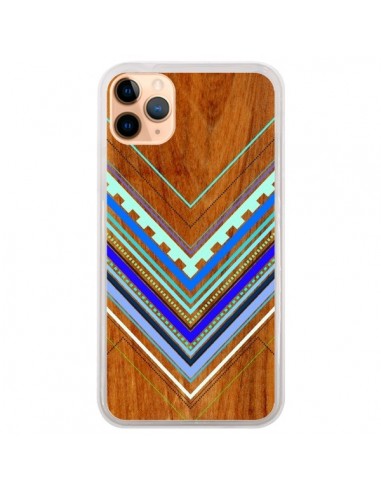 Coque iPhone 11 Pro Max Azteque Arbutus Blue Bois Aztec Tribal - Jenny Mhairi