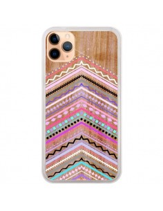 Coque iPhone 11 Pro Max Purple Chevron Wild Wood Bois...