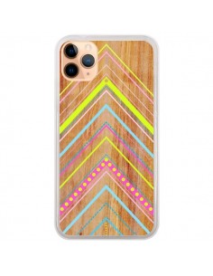 Coque iPhone 11 Pro Max Wooden Chevron Pink Bois Azteque...