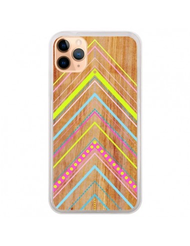 Coque iPhone 11 Pro Max Wooden Chevron Pink Bois Azteque Aztec Tribal - Jenny Mhairi