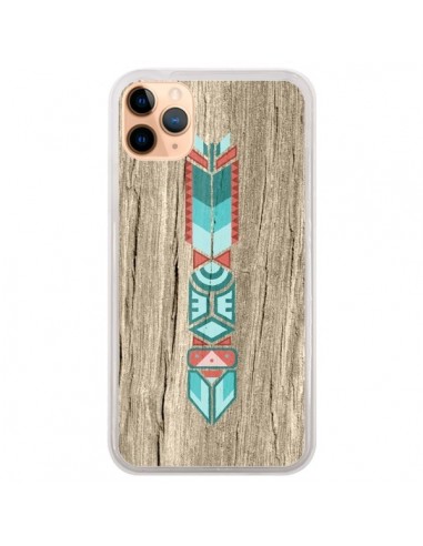 Coque iPhone 11 Pro Max Totem Tribal Azteque Bois Wood - Jonathan Perez