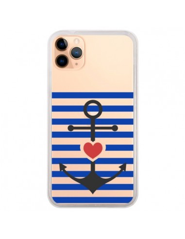 Coque iPhone 11 Pro Max Mariniere Ancre Marin Coeur Transparente - Jonathan Perez