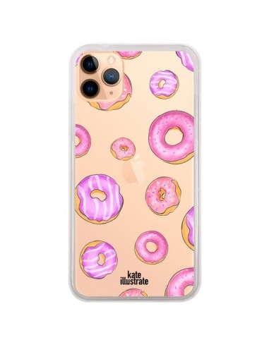Coque iPhone 11 Pro Max Pink Donuts Rose Transparente - kateillustrate