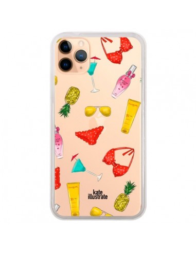 Coque iPhone 11 Pro Max Summer Essentials Ete Essentiel Transparente - kateillustrate