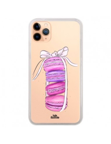 Coque iPhone 11 Pro Max Macarons Pink Purple Rose Violet Transparente - kateillustrate