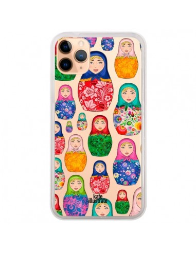 Coque iPhone 11 Pro Max Matryoshka Dolls Poupées Russes Transparente - kateillustrate