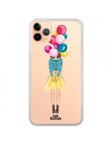Coque iPhone 11 Pro Max Girls Balloons Ballons Fille Transparente - kateillustrate