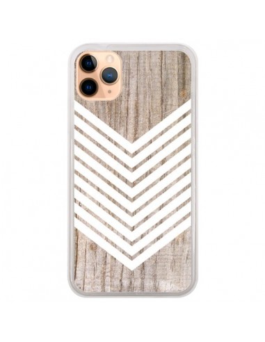 Coque iPhone 11 Pro Max Tribal Aztèque Bois Wood Flèche Blanc - Laetitia