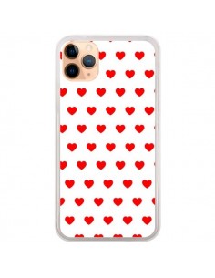 Coque iPhone 11 Pro Max Coeurs Rouges Fond Blanc - Laetitia