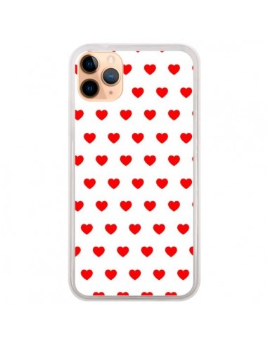 Coque iPhone 11 Pro Max Coeurs Rouges Fond Blanc - Laetitia