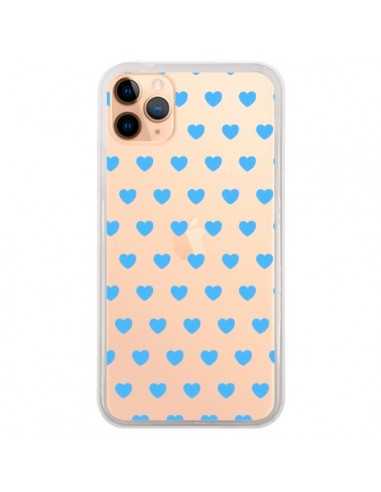 Coque iPhone 11 Pro Max Coeur Heart Love Amour Bleu Transparente - Laetitia