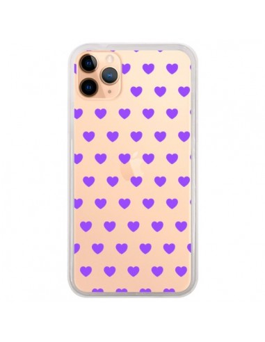 Coque iPhone 11 Pro Max Coeur Heart Love Amour Violet Transparente - Laetitia