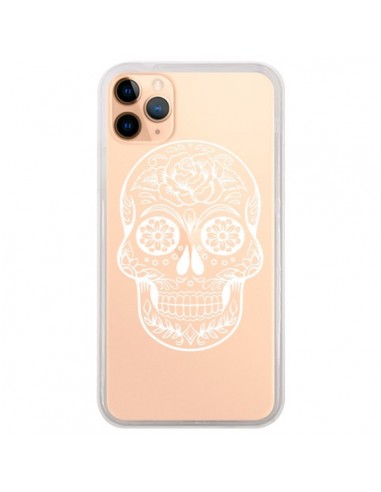 Coque iPhone 11 Pro Max Tête de Mort Mexicaine Blanche Transparente - Laetitia