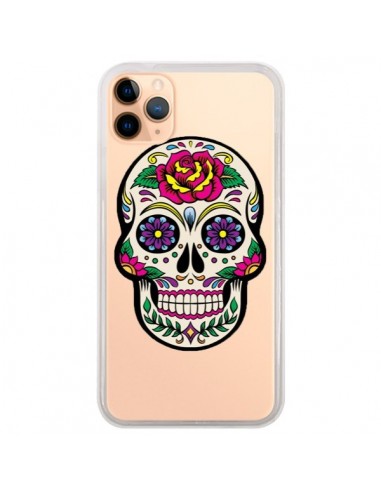 Coque iPhone 11 Pro Max Tête de Mort Mexicaine Fleurs Transparente - Laetitia