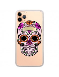 Coque iPhone 11 Pro Max Tête de Mort Mexicaine Noir Rose...