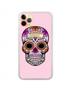 Coque iPhone 11 Pro Max Tête de Mort Mexicaine Rose...