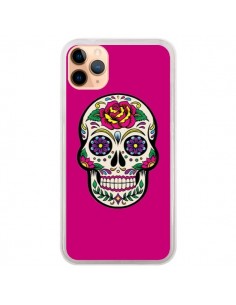 Coque iPhone 11 Pro Max Tête de Mort Mexicaine Rose...