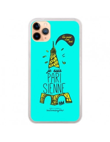 Coque iPhone 11 Pro Max Je suis Parisienne La Tour Eiffel Bleu - Leellouebrigitte